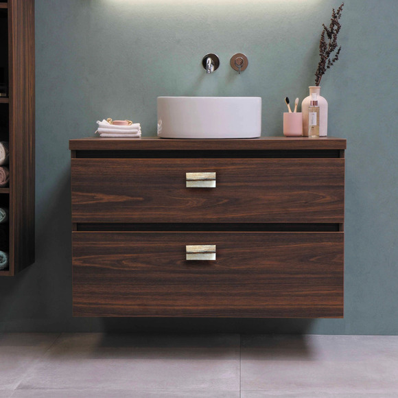 NEW Set of 6 Drawer Rectangle Pull Wooden Knobs Lot with Glass - Picture 2 of 8